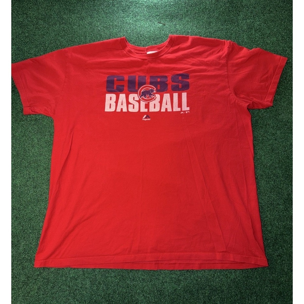 Chicago Cubs Cubs Baseball Red T-Shirt Mens Size 2XL Majestic